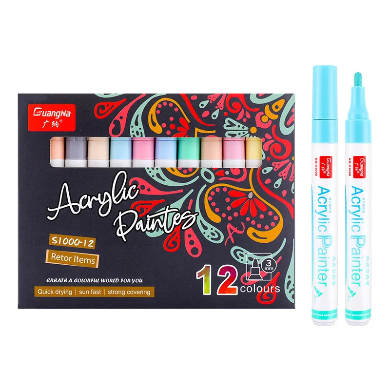 
Morandi color acrylic marker 12 color metallic water-based drawing graffiti permanent Acrylic paint marker 