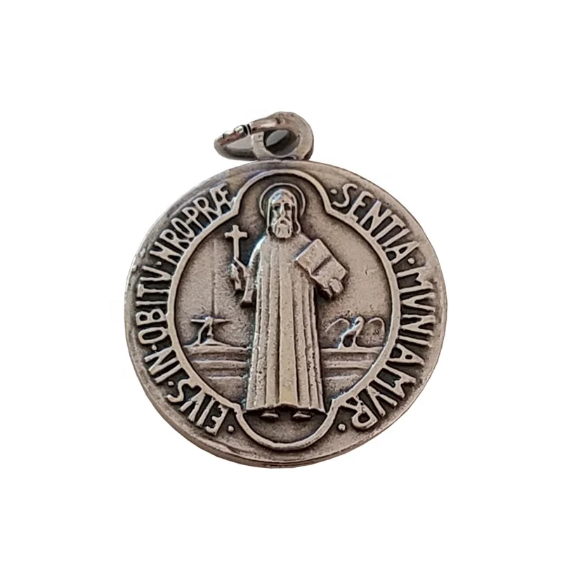 Benedict Medal St Benedictine Antique Crucifix Necklace Saint Color Medals Wholesale Colorful Stainless Steel