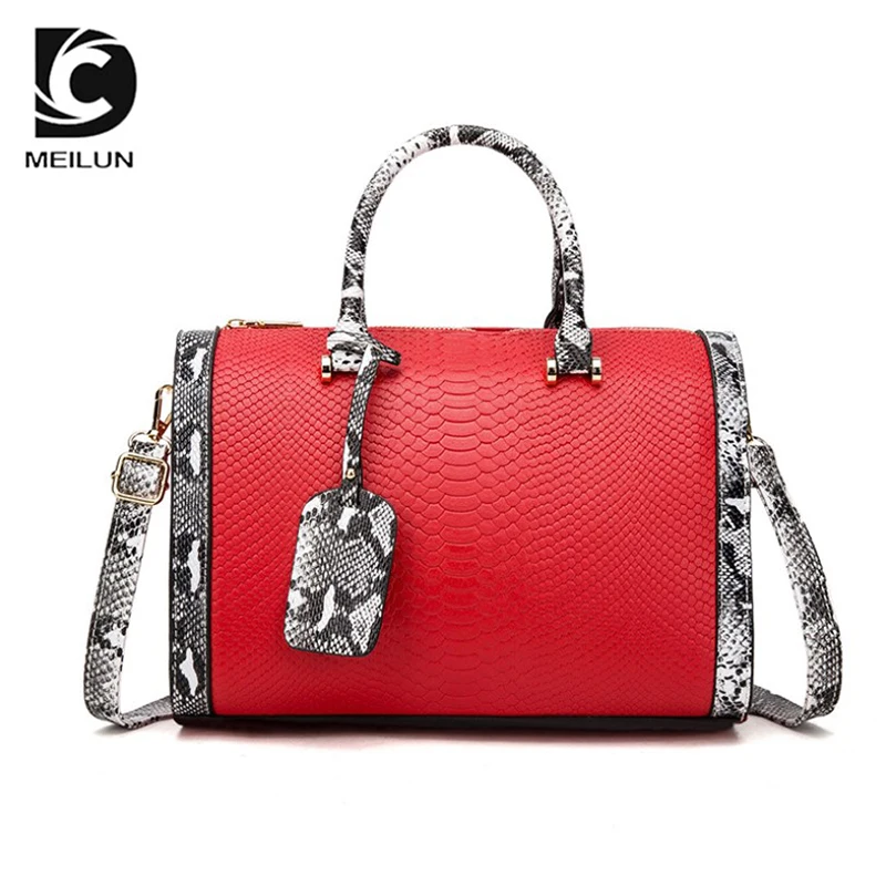 
Snake Pattern Pu leather Handbag Shoulder bag Womens Tote bag Korean Portable Handbag 