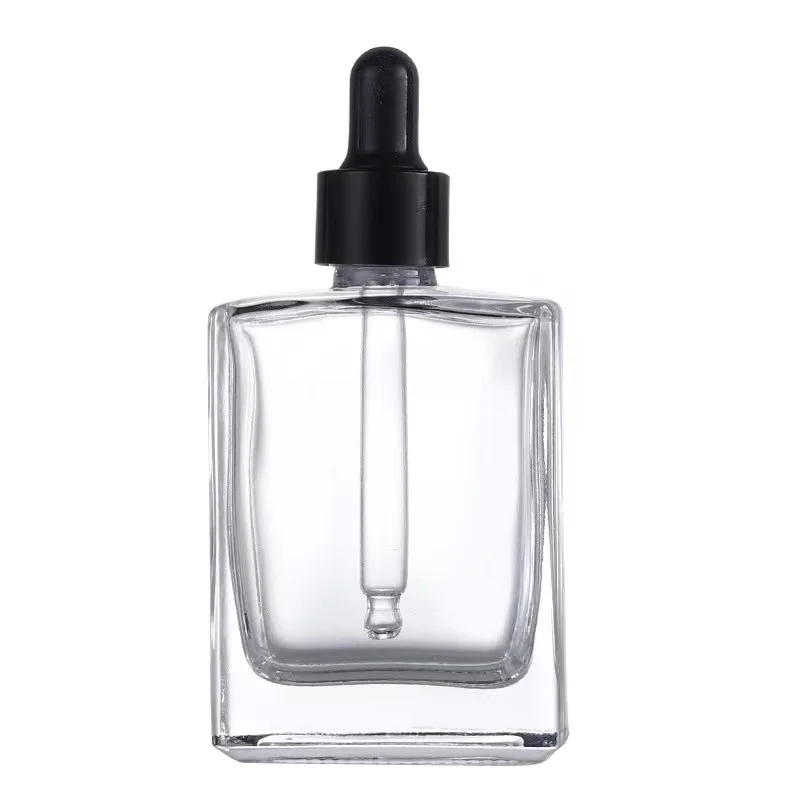 15ml 30ml 50ml 100ml clear square glass dropper bottle  / perfume glass bottle with gold silver top cap