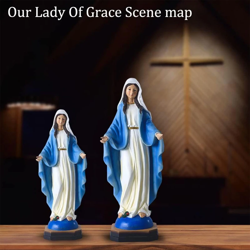 Resin Hand-Painted Virgin Mary Figure Religious Gift of Home Decor and Blessed Mother Statue