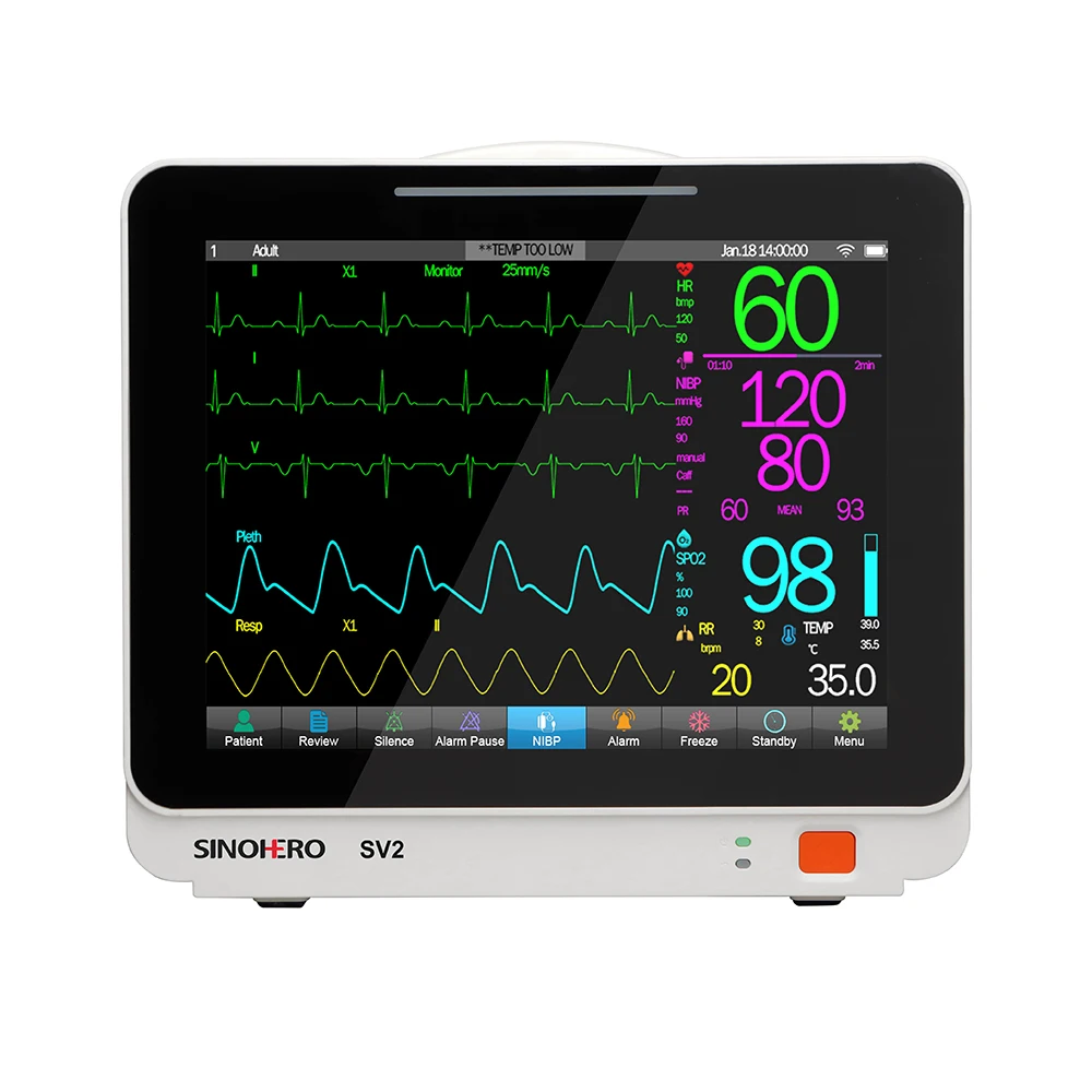 Sinohero  12.1 Inch Display Heart Factory High Efficient Hospital Icu Cheap Vital Signs Monitor