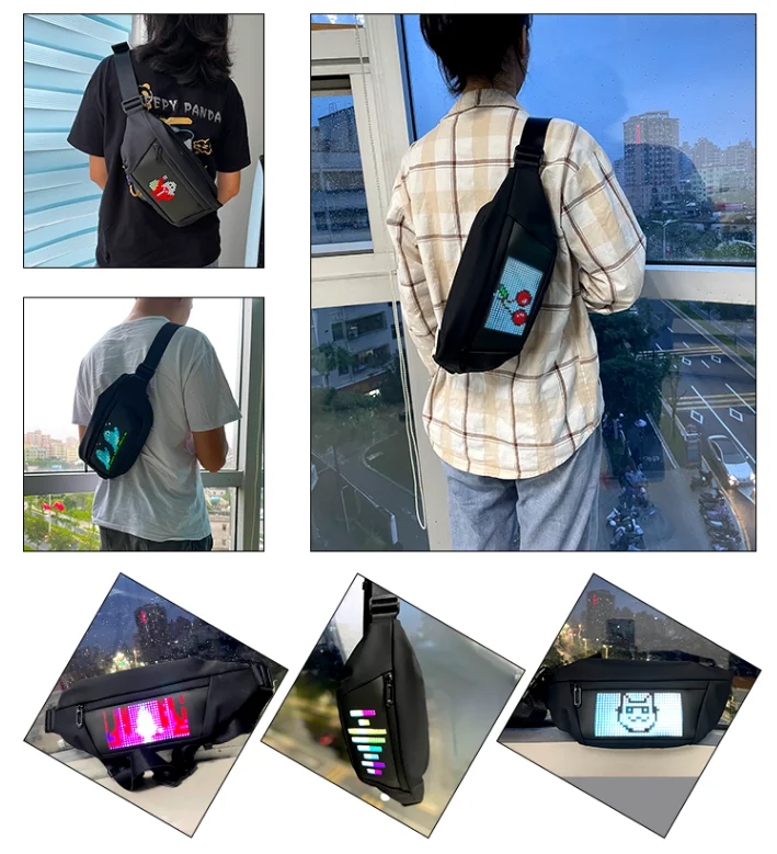Stylish smart App control led fanny Bag Led Screen led cross Bag max Led Fanny Pack With Led screen Display