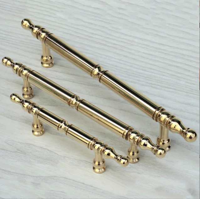 Zhuoqi Solid Brass Furniture Door Handle Kitchen Door Satin Brass Bar Cabinet Handle Wardrobe Door Handle