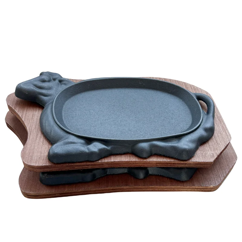 Cast Iron Sizzling Cow Shaped Set Cast Iron Cow Griddle Bull Sizzle Plate
