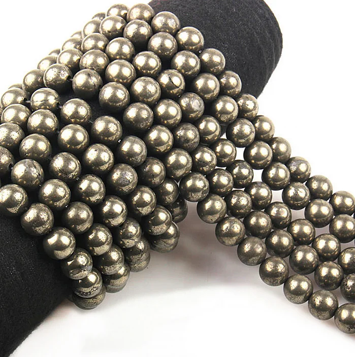 Оптовая продажа, бусины из натурального пиритового камня АА для изготовления ювелирных изделий, браслетов, ожерелий, серег 15,5 дюйма в нитке