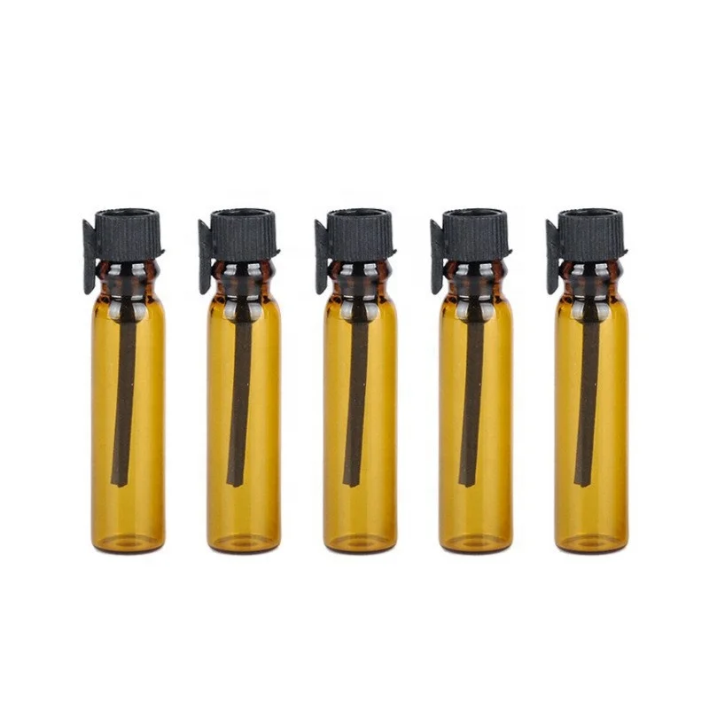 1ml 2ml Mini plastic stopper sticker perfume Glass Vials Essential Oil Refillable Perfume Bottles Sample