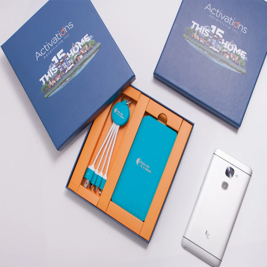 New year Christmas gifts with LOGO of USB Cable and power bank gift sets