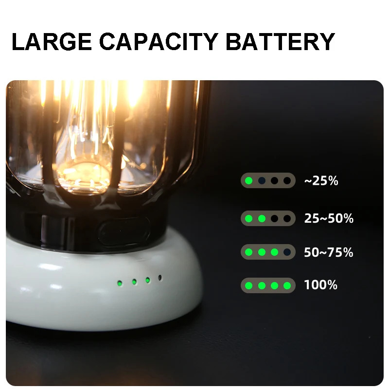 Outdoor Waterproof LED Camping Lantern Lights Lithium USB Rechargeable Stepless Adjustment Dimming Hiking Tent Lighting