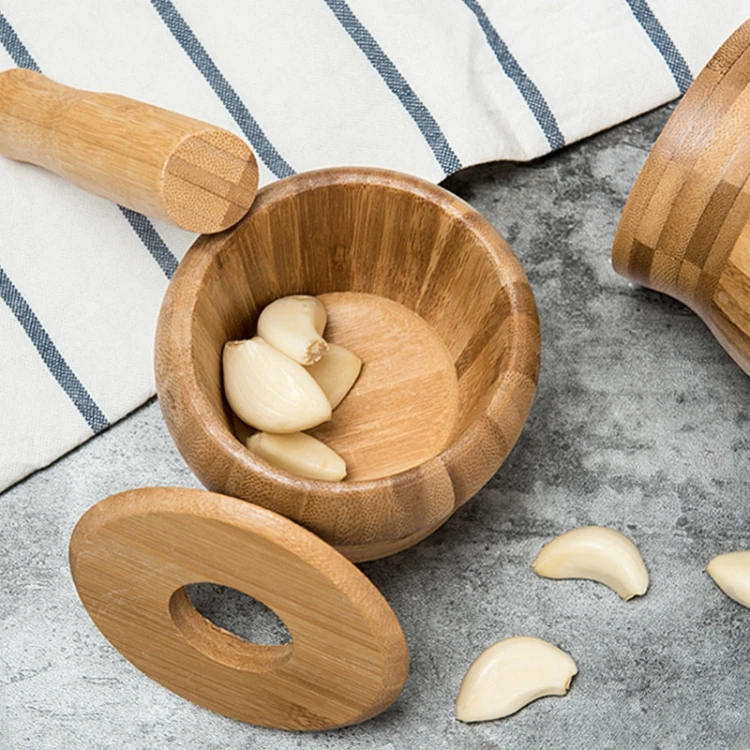 Wholesale high quality mortares pestles low price wooden handmade garlic masher for kitchen