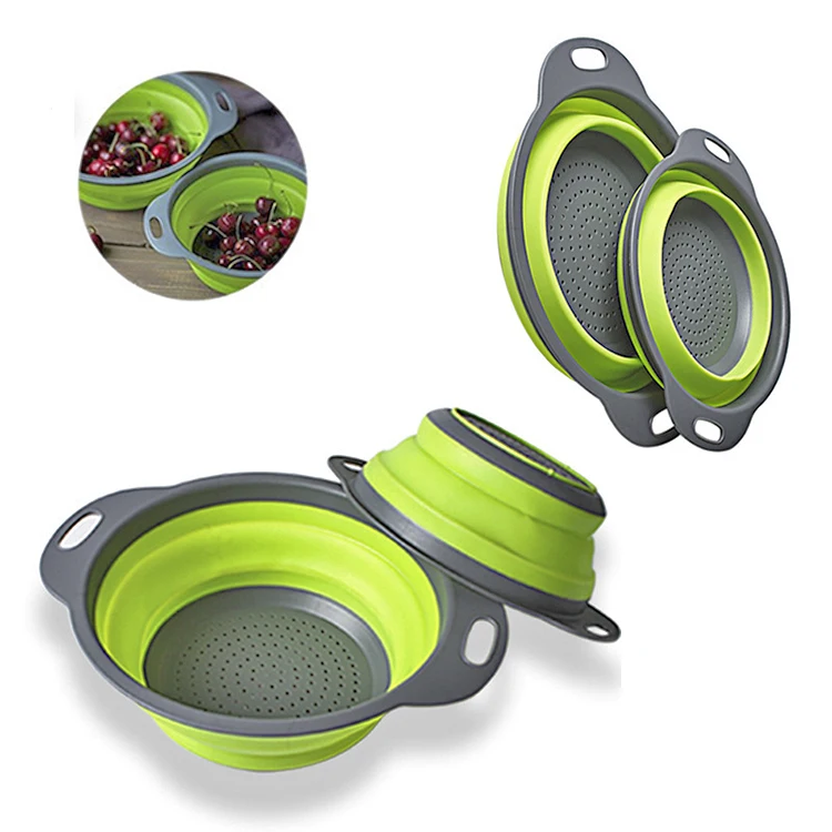 Green Red Color Silicone Collapsible Pasta Food Net Strainer