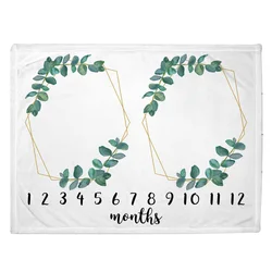 Cartoon Elephant Baby Monthly Milestone Blanket for Twins Baby Photo Blanket for Boyr or Girl Newborn Shower Gift