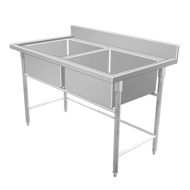 High Quality Handmade Stainless Steel 304 Undermount Double Bowl Bathroom Kitchen Sink for sale