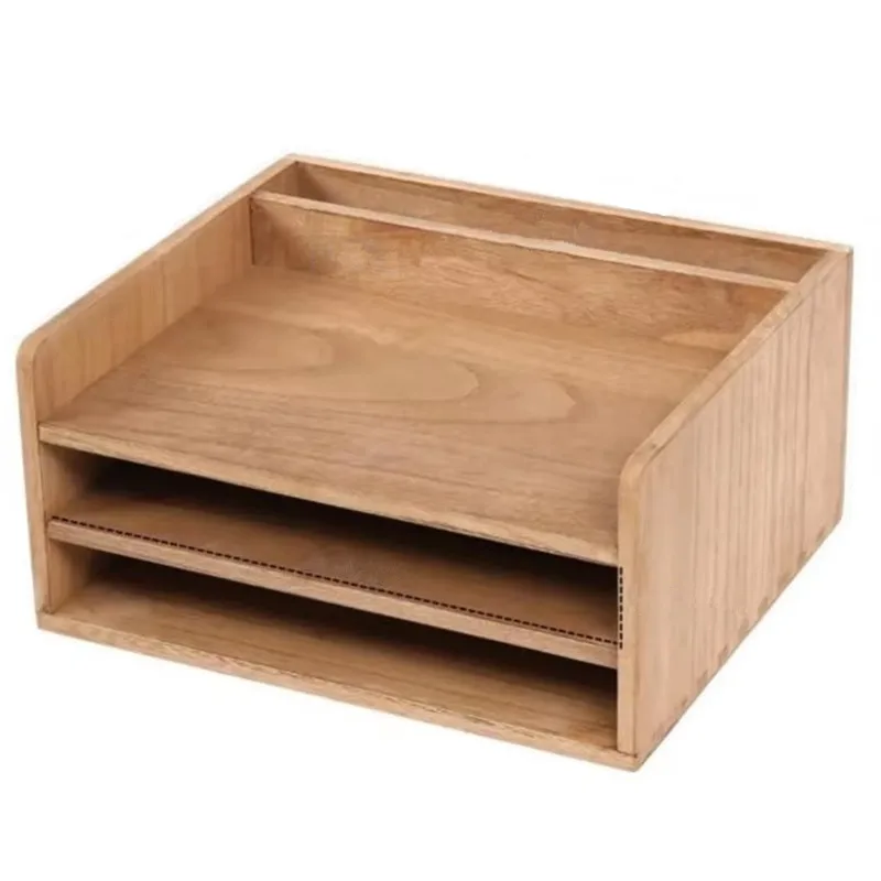 Accept OEM ODM Custom Order Wooden Bamboo Office Desk Multi-layer File Storage Cabinet For Storaging Office Supplies Stationery