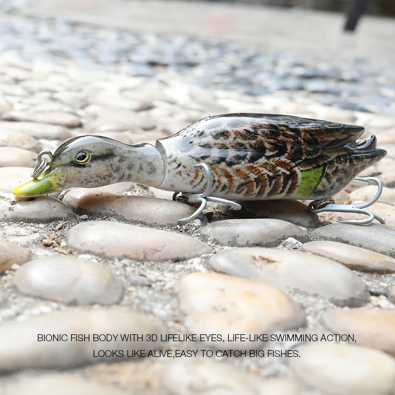 Прямая продажа с завода плавающие Двойные шарнирные приманки topwater объемная утка глазами большие рыболовные для окуня/щуки/мускусного цвета