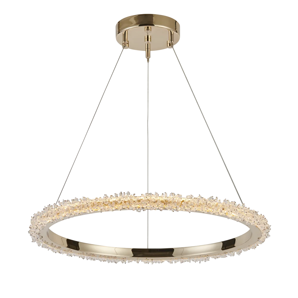 2022 New designer gold crystal circle LED crystal villa pendant lights luxury modern gold chandelier