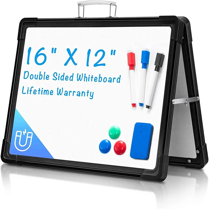 White Board for Desk Small Magnetic Portable Dry Erase Board Double-Sided Desktop Foldable Easel White Board for Desk