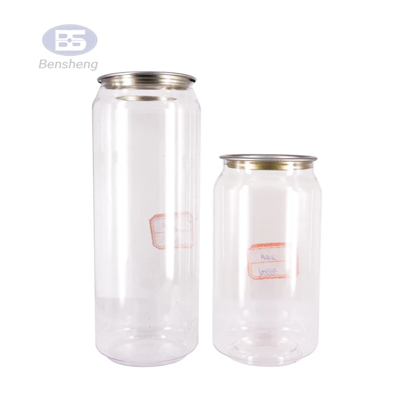 Hot Sale Proper Price PET Plastic Empty Soft Drinks Beer Bottle Beverag Can For Juice Plastic Transparent Aluminium Pop Cans