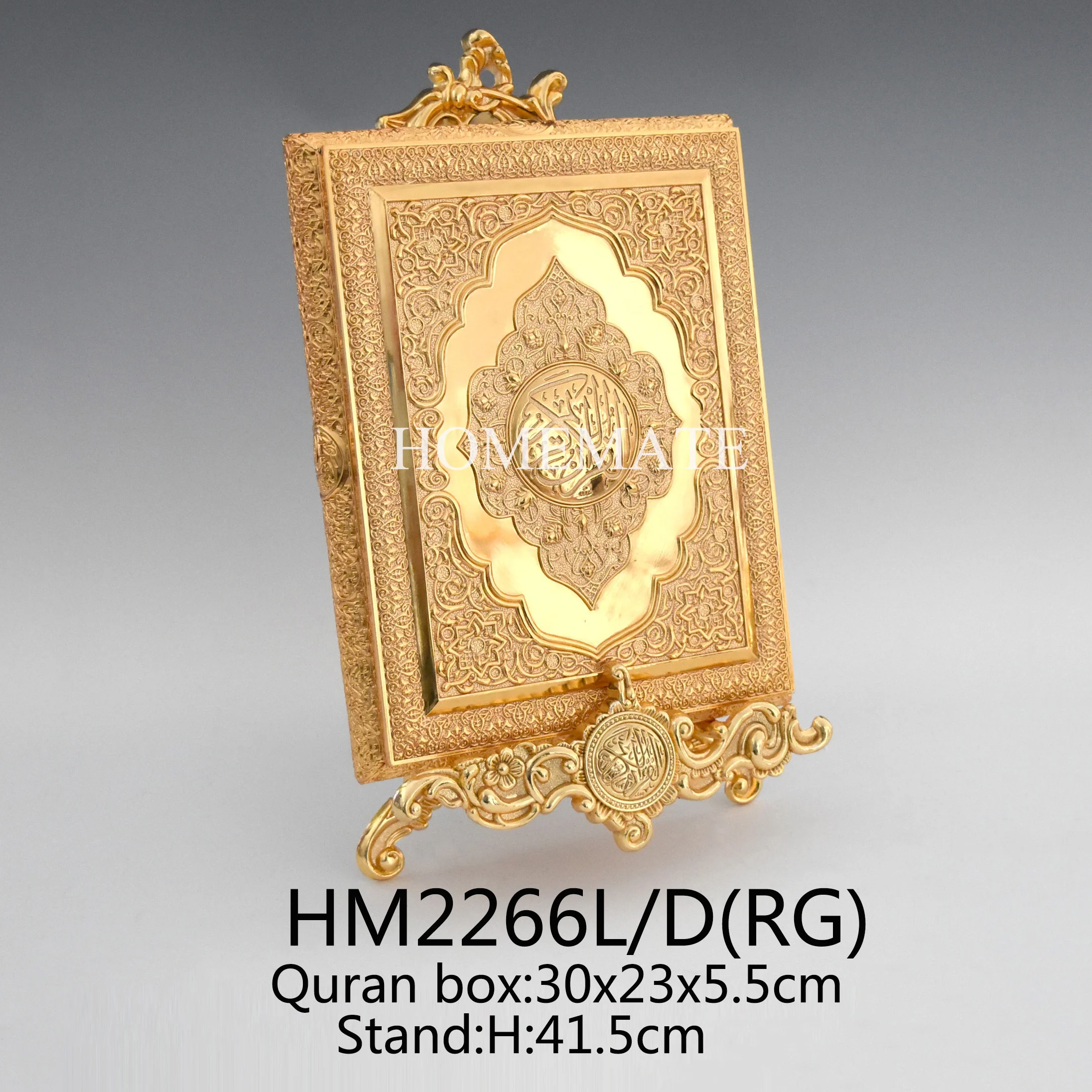 Stones Gold Home Decoration Gift Box Metal Souvenir Stand Plated India Rectangle Quran Box Muslim Silver / Gold Souvenir Saudi