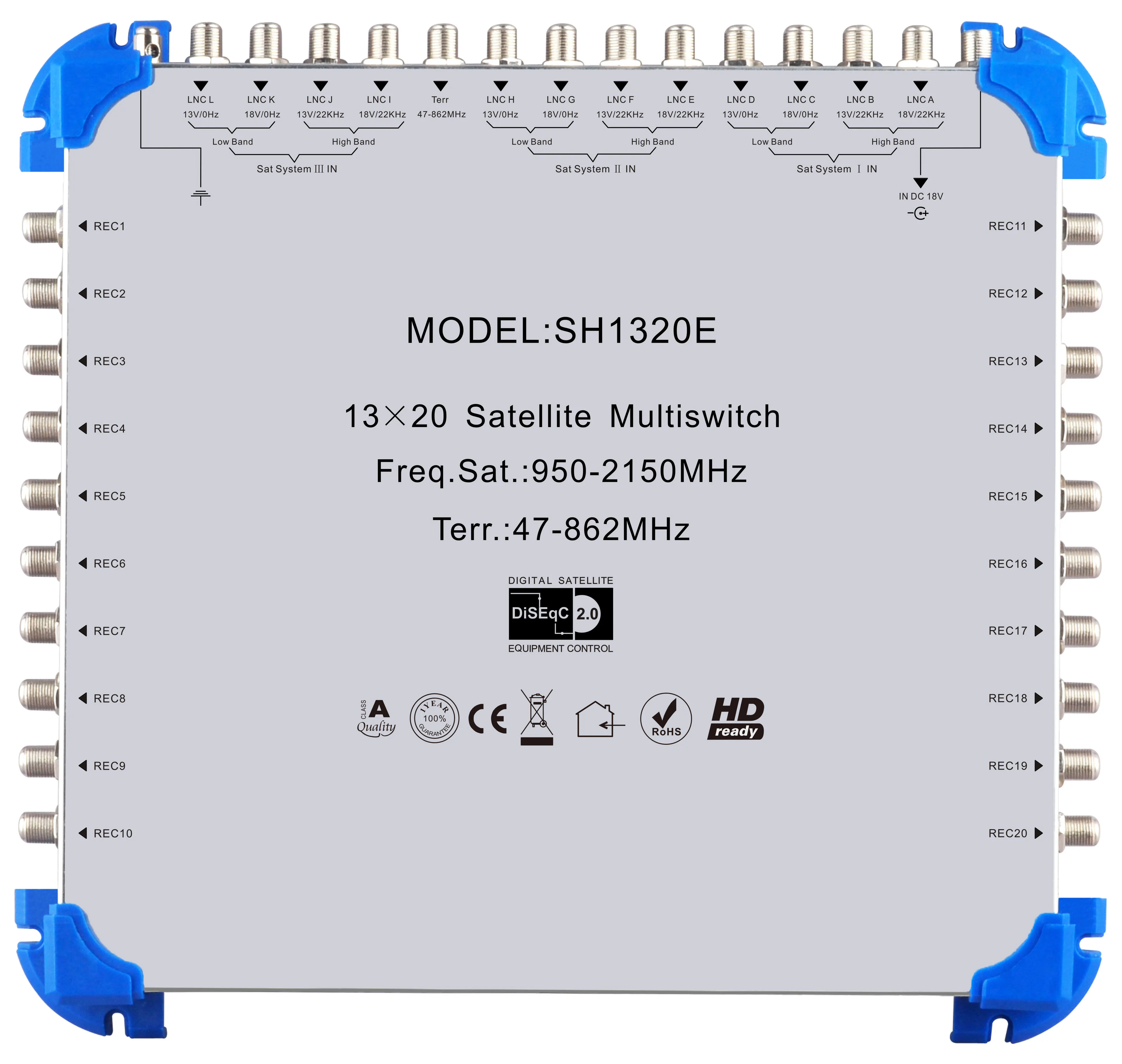 Stand-Alone Satellite Multiswitch 13 inputs 32 outputs terminal multi switch 13x32