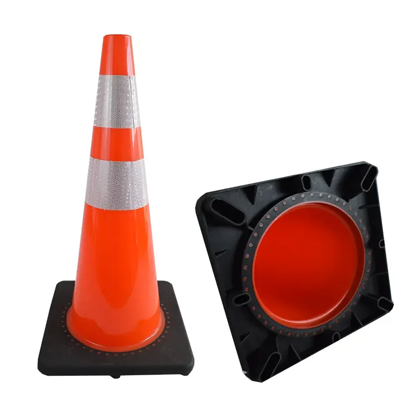 Warning Products High Quality 75cm Orange Flexible PVC Traffic Road Cones With Rubber Base