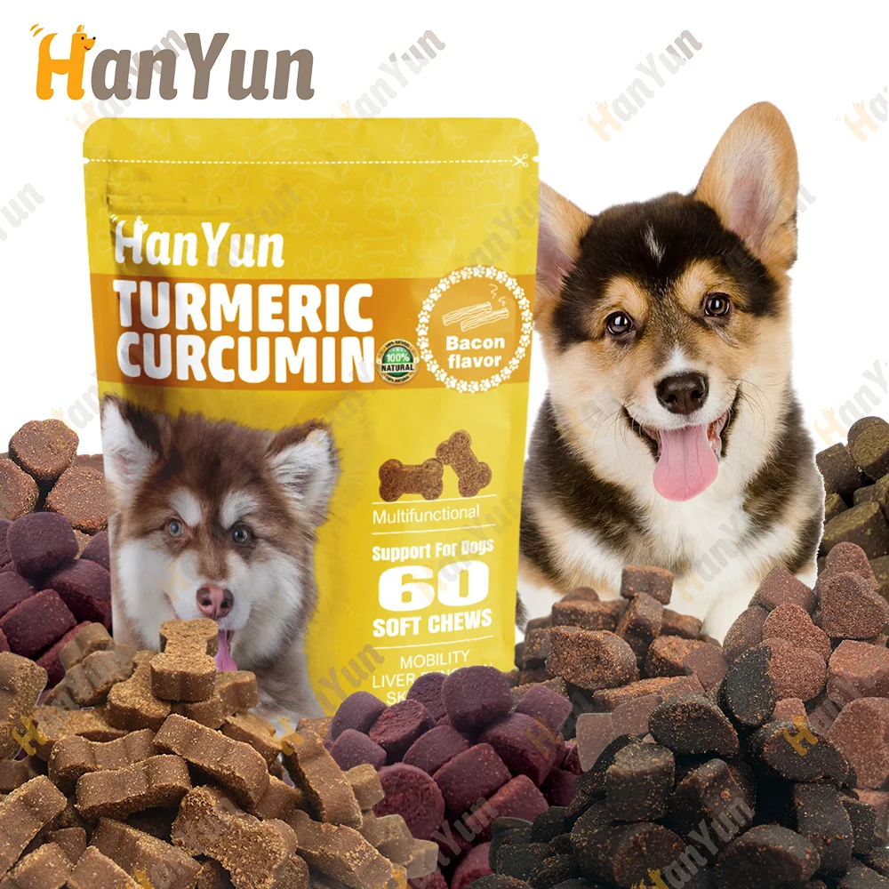 Dogs treats Turmeric Curcumin with Black Pepper Tumeric MSM Glucosamine Chondroitin for Dogs Healthy Joints