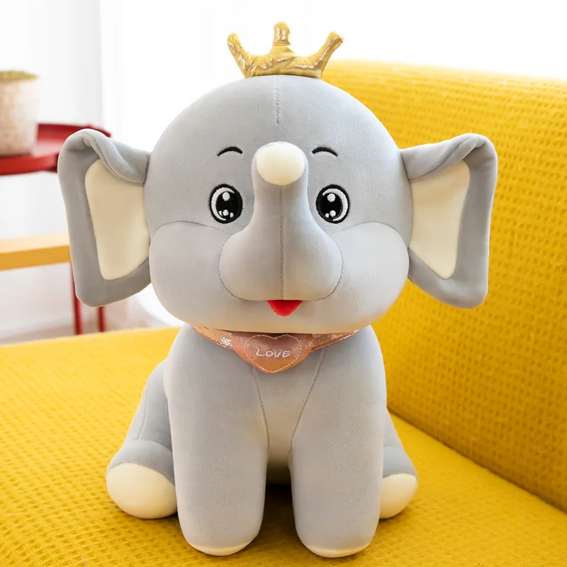 Claw Machine 8inch Crown Elephant Doll Plush Toy Girl Heart Bed Sleeping Pillow Children Wholesale Mini Crane