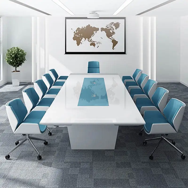 12 People conference table high quality modern baking paint wood board square desktop office meeting table boardroom desk chairs