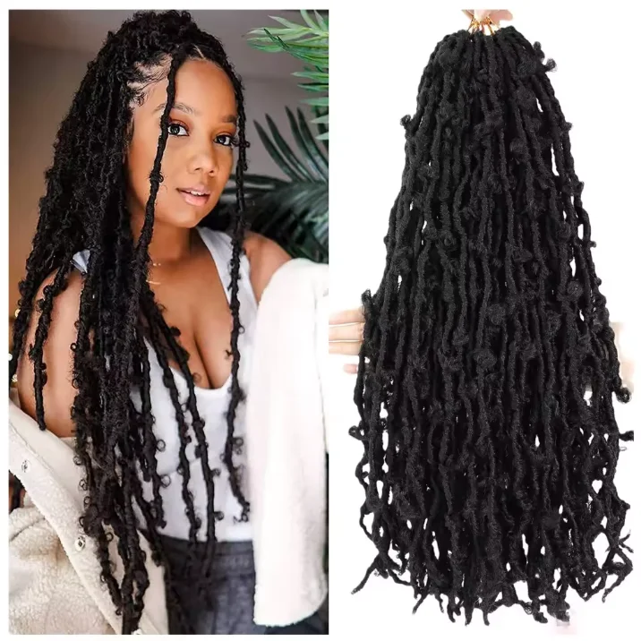 Wholesale faux locs long butterfly locs braiding hair 24inch Twist crochet hair synthetic hair wicks for african braids