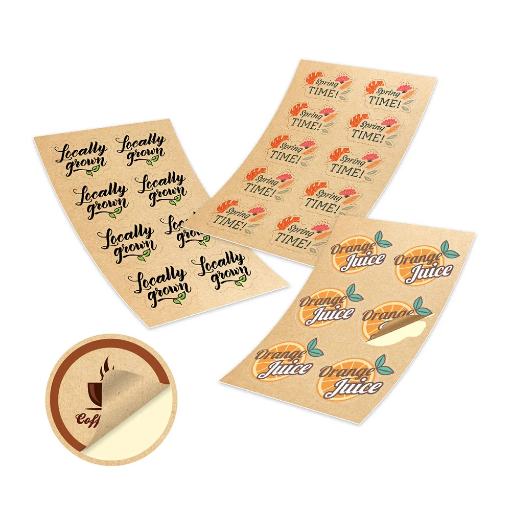 Custom logo blank printable decorative glossy vinyl adhesive paper & film labels kraft tape roll sticker self adhesive paper