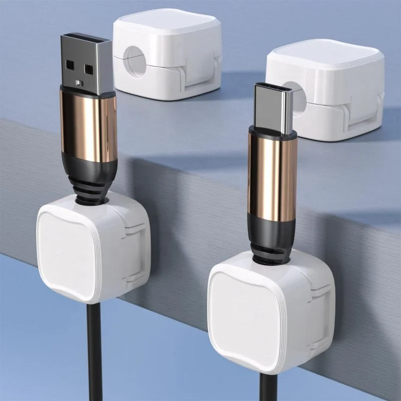Wholesale 6 Pack Wall-Mounted Walking Wire Fastener Plug Hook Magnetic Suction Mobile Phone Data Cable Charging Storage Holder
