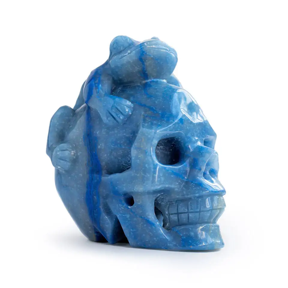 High quality reiki natural folk crafts hand carved blue aventurine crystal skulls for home decor