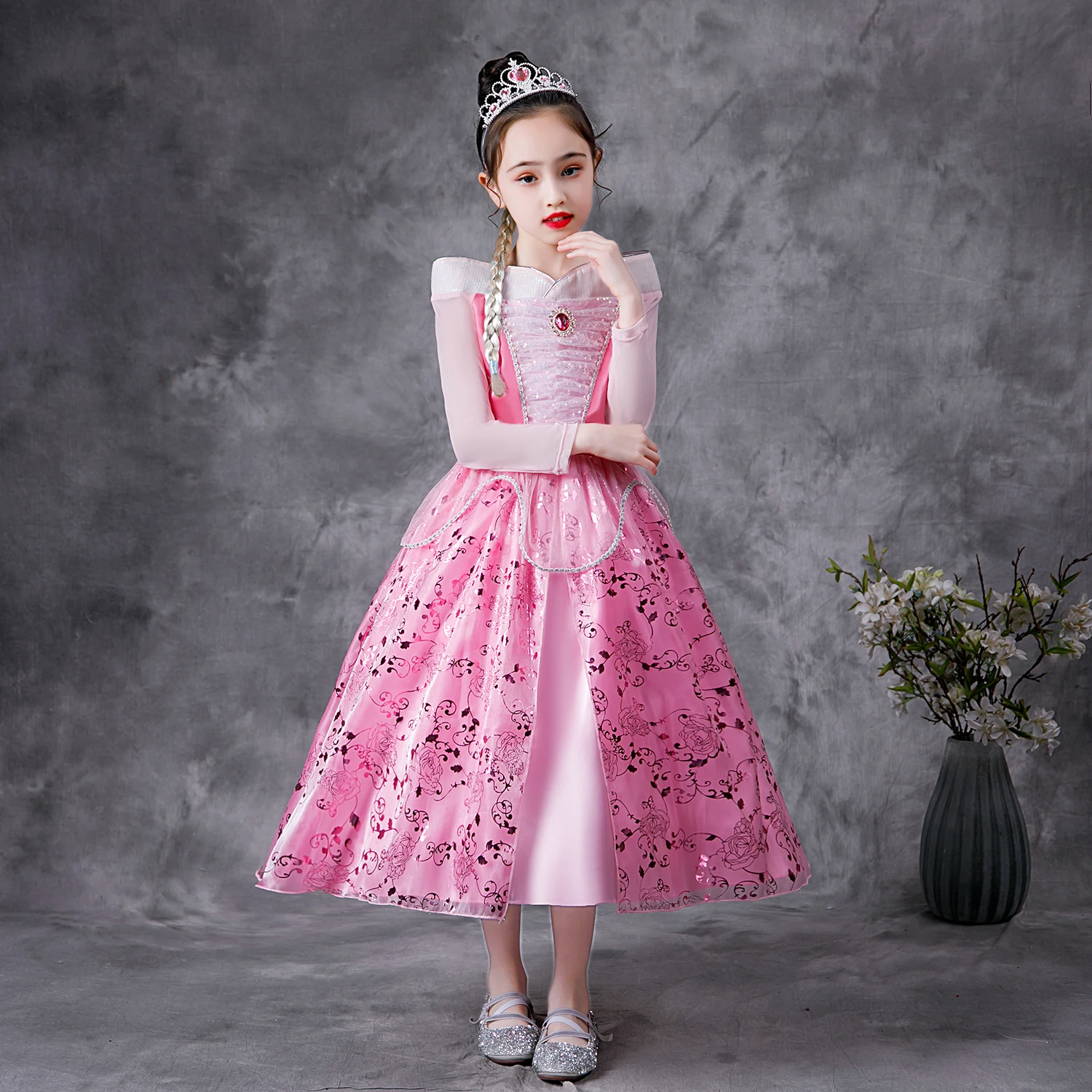 Hot Sale Girls Belle Aurora Sofia Summer Fancy Princess Costume Children Halloween Birthday Party Dress K72