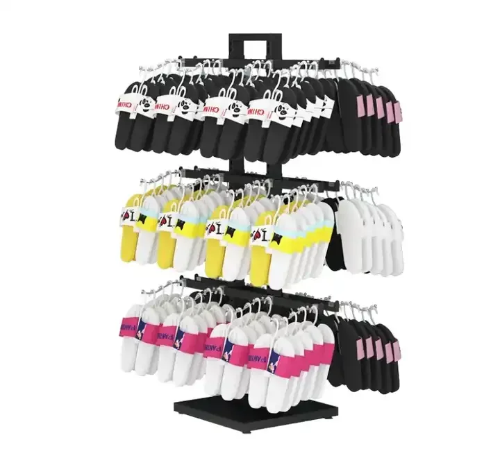 Slipper Socks Stockings Display Rack 3 Tier Double-sided Metal Display Holder Rack Durable Hooks Hanging Rack Display Stands