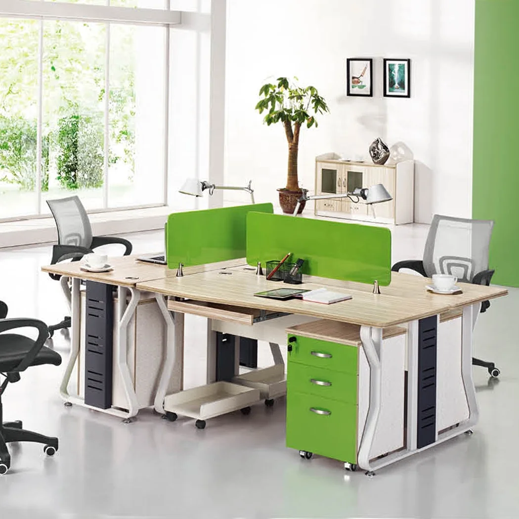 Modern panel wooden customized with drawer glass 4 6 2 people seater partition staff furniture color office workstation desk