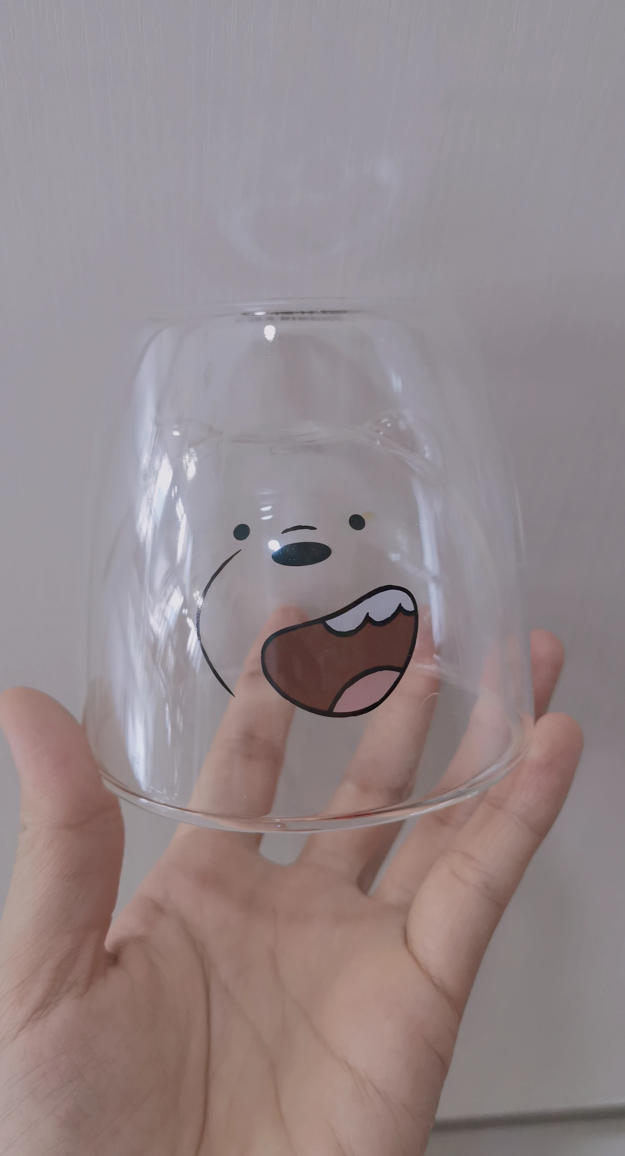 200ml beautiful cute bear smile double glass coffee mugs