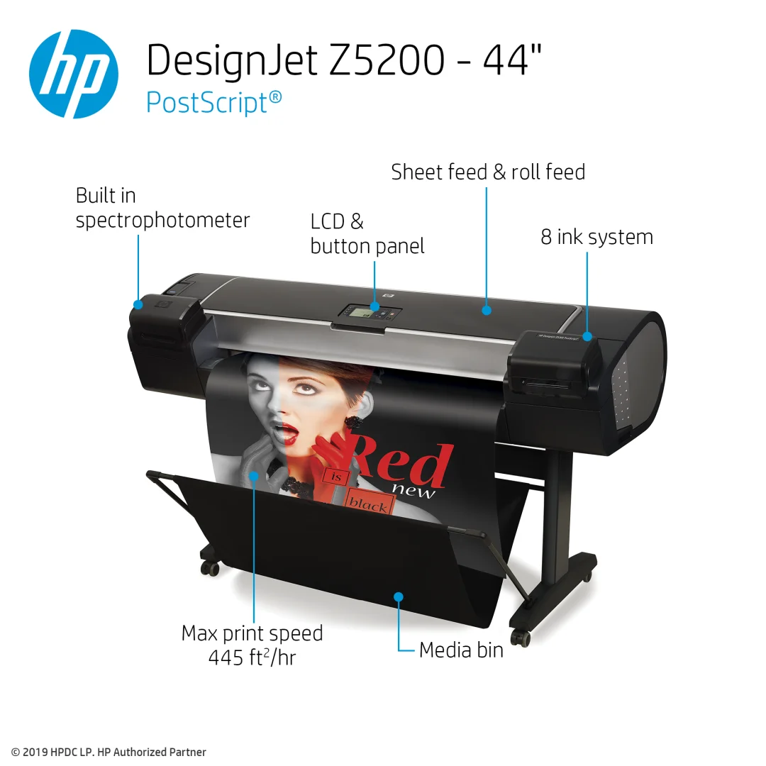 Восстановленный принтер для бумаги A0 B0 HP DesignJet Z5200 Z5400 плоттер резки 44-дюймовый струйный цветной широкоформатный