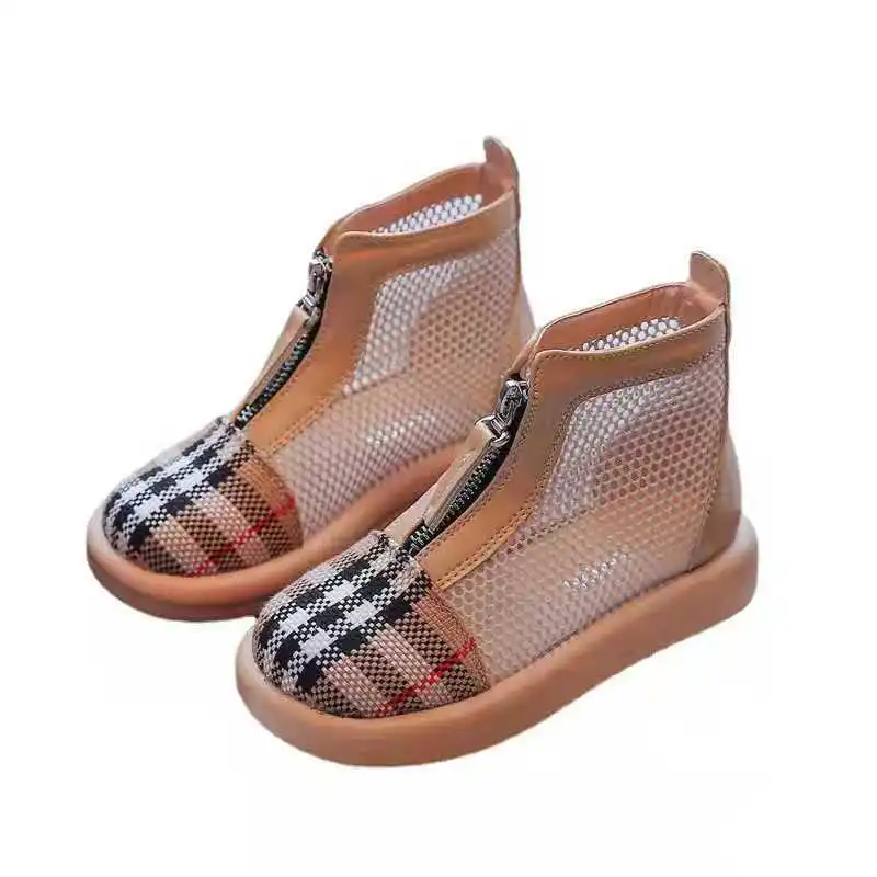 
Лидер продаж 2021, стильные дышащие клетчатые ботильоны Martin в сеточку, кожаные ботинки для девочек 