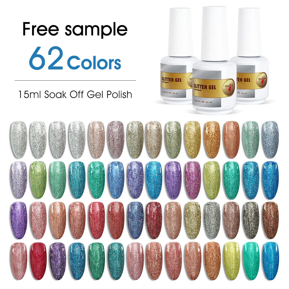 Disco Reflective Gel Nail Supply Wholesale Custom Nail Gel Polish 15 ml Glitter Semipermanente Gelpolish