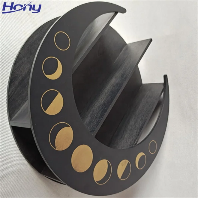 Custom Made Wooden Crystal Shelf Moon Wall Decor Floating Display Rack for Bedroom, Bath, Kitchen