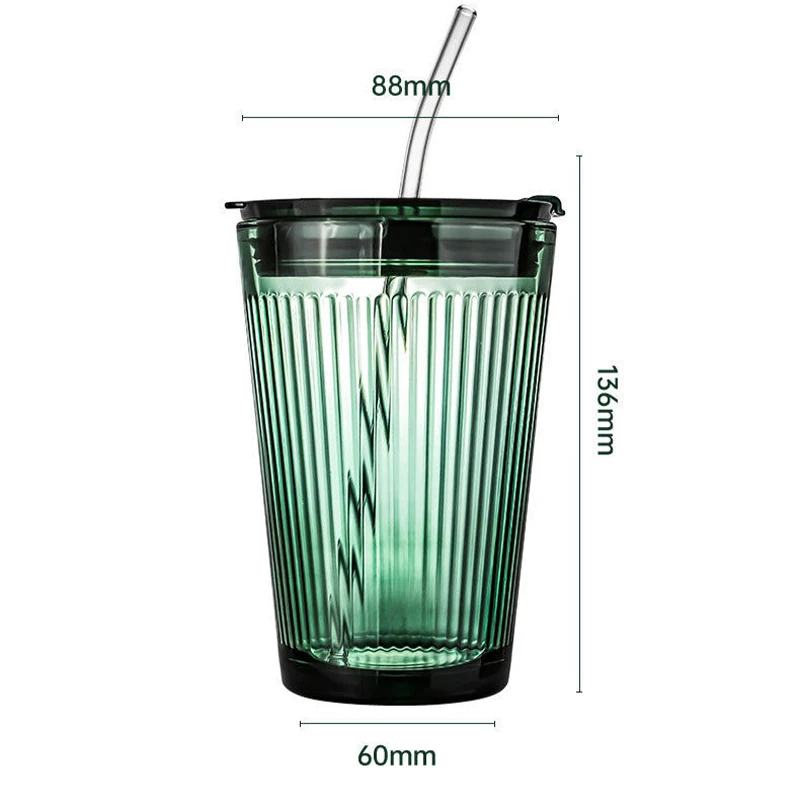 Milk Glasses Water Bottle with Lid Wide Mouth Smoothie Cups Bubble Tea Cups for Iced Coffee Travel Bottle