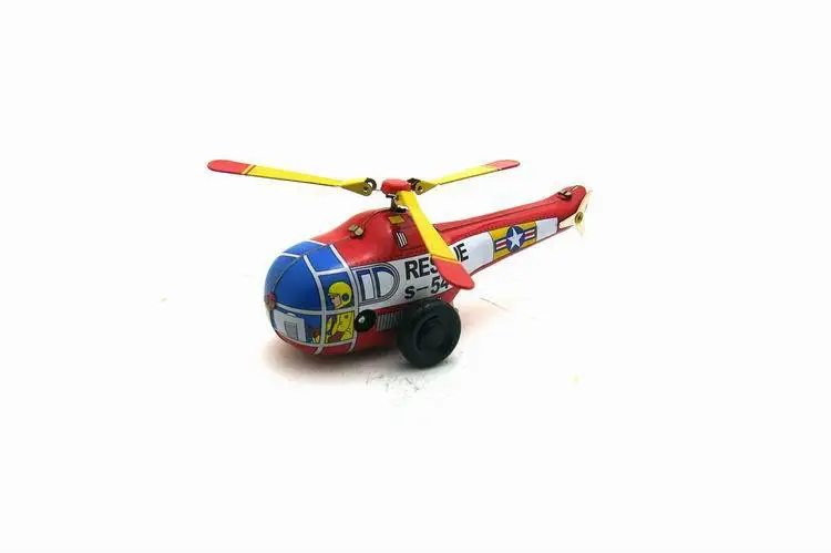 Rescue Helicopter Tin Toy Wind Up Bathroom Decoration