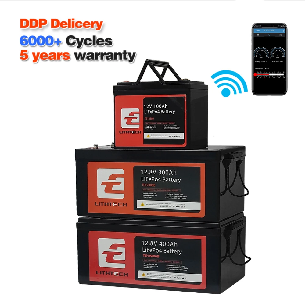 Deep Cycle Lifepo4 Lithium Ion Batteries Pack Battery 12v 24v 100Ah 200Ah 300Ah Phosphate Battery For RV Boat Electric Forklifts