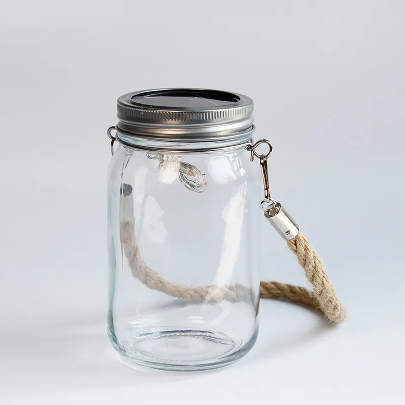 Factory Wholesale Sublimation Solar Mason jar Lights Led Outdoor Garden Wishing lights 16oz Transparent Gradient Mason jar