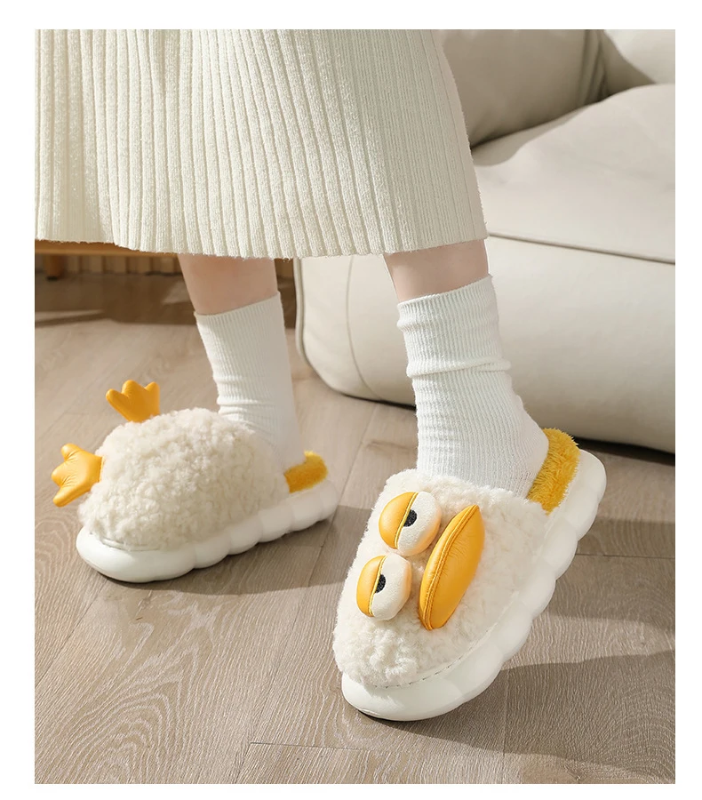 Hot sale parent and children new comfortable plush slippers winter warm fluffy duck slippers