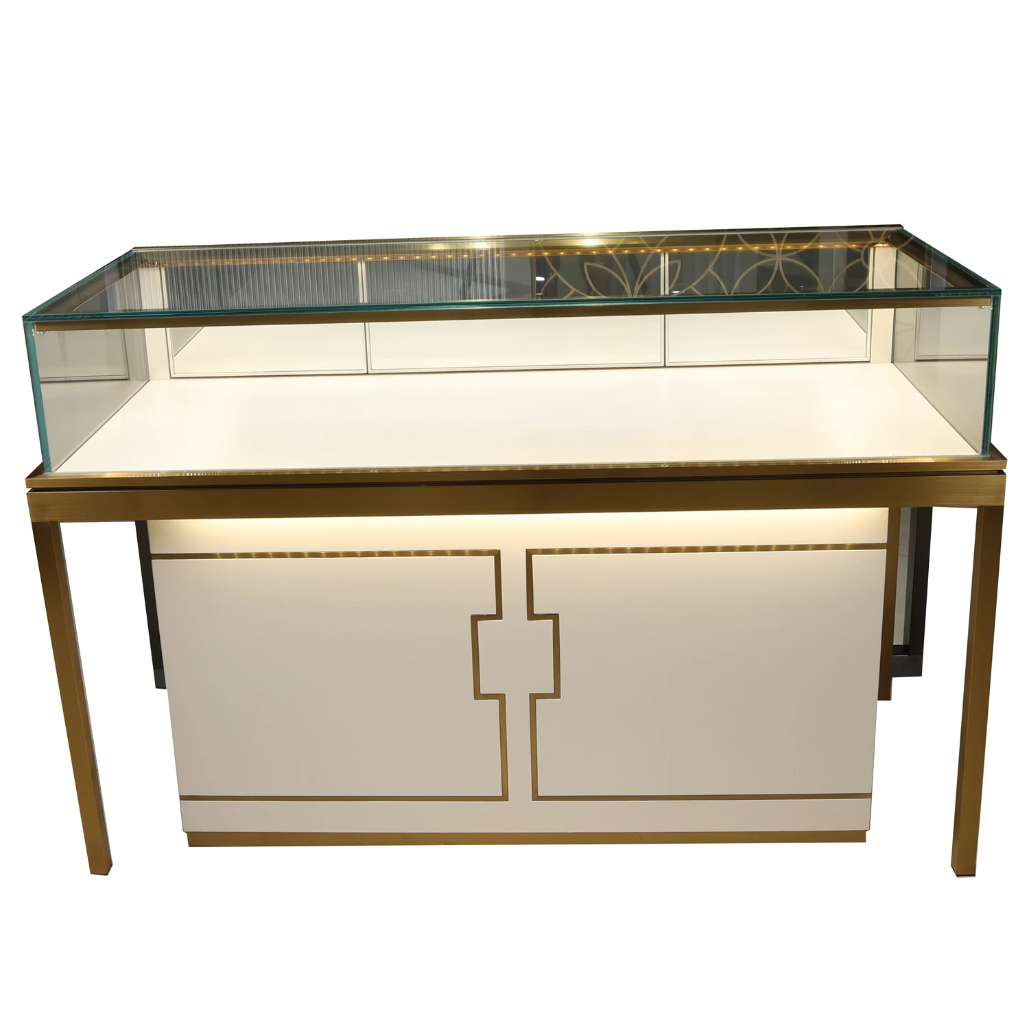 Luxury Jewellery Shop Cabinet Marble Wooden Jewelry Display Living Room Showcase For Jewelry Store And Counter