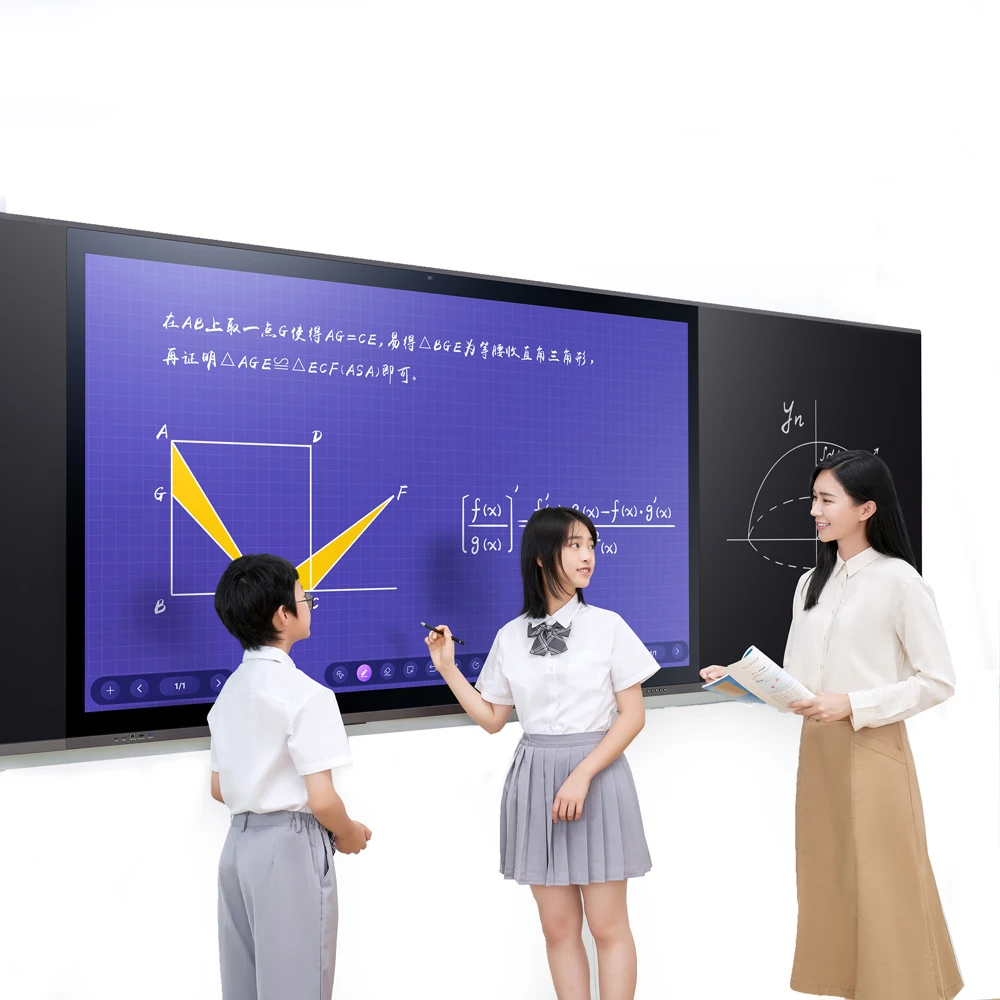 86 inch 3 screens in one design teaching led tv panels interactive smart teaching English educational nano blackboard