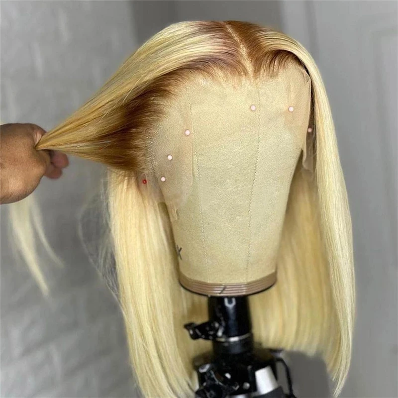 Ombre Blonde 1B/613 Wig Raw Indian Hair 8-14 Inch Glueless Bob Short Full Lace Wig Hd Lace Frontal Human Hair Lace Front Wig