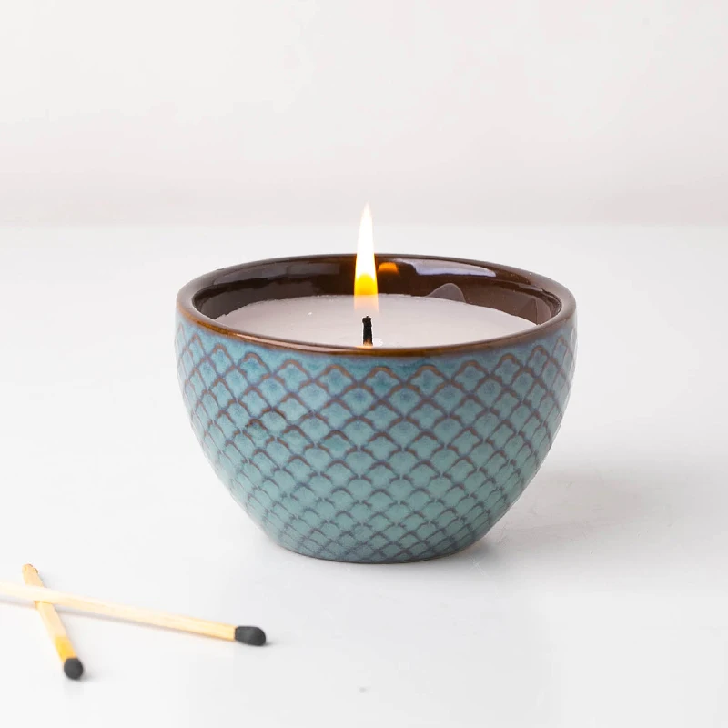 YUANWANG OEM/ODM Wholesale Custom Glazed Candles Bowl Home Decor Ceramic Candle Container For Home Wedding Decoration