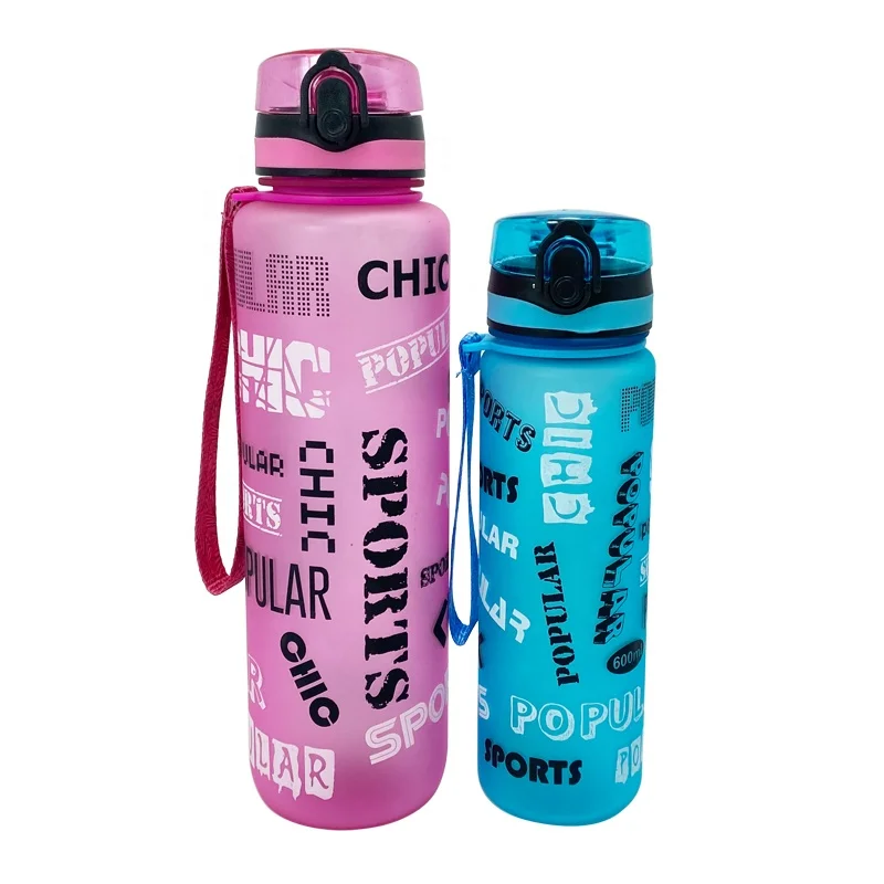 Factory Manufacturer Custom Logo Tritan Plastic Frosted Water Bottle with Flip Sport Cap